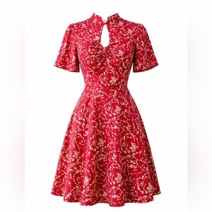 PrettyLittleThing Red and White Floral Dress